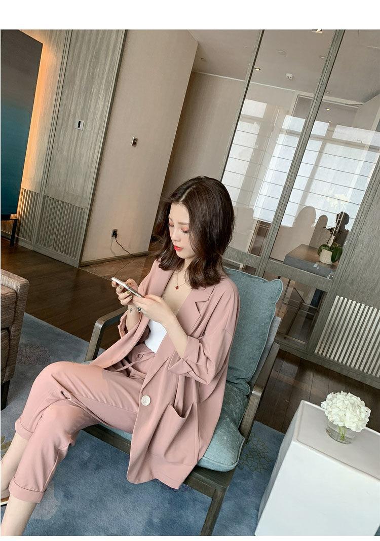 jinran Korean Style New Pink Elegant Women's Pants Suit Fashion Loose Jacket Trousers Two-piece Set Female Office Blazer Tracksuit