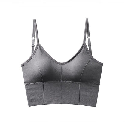 jinran Sexy Crop Top Women V-Neck Big U Shape Beautiful Back Padded Tank Top Push Up Wireless Comfortable Underwear 2022 New