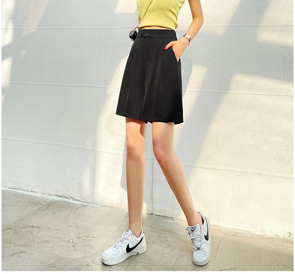 jinran Office Lady 2022 Summer Suit Women Shorts Solid Hot Shorts Knee Length Shorts Female Casual Half Trousers Loose Capris Bermuda