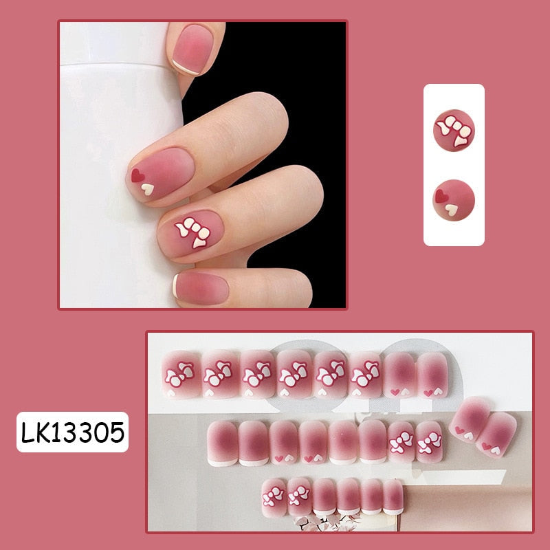 jinran 24Pcs New White Daisy Fake Nails Short Simple Detachable Wearable Armor Wearing Reusable False Nails Ballerina Press on Nail Set