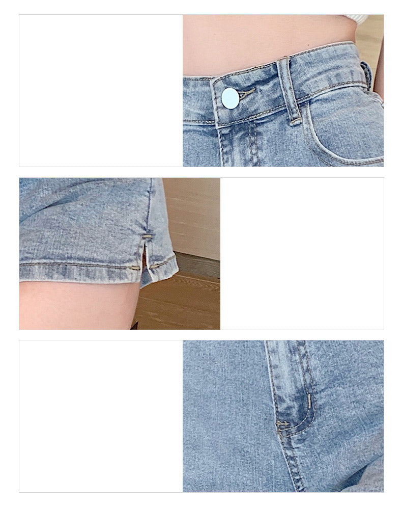 jinran White Jean Shorts Women Summer High Waisted Solid Hot Short Jeans for Ladies Elastic High Waist Denim Shorts Women Summer