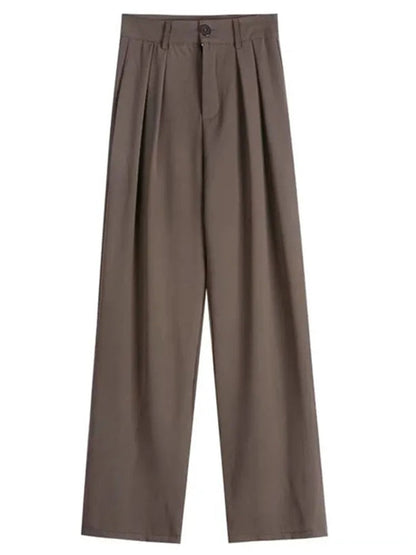 jinran Straight Pants for Women Loose High Waist Streetwear Bottoms Work Pants Suit Spring Summer Office Lady Trousers