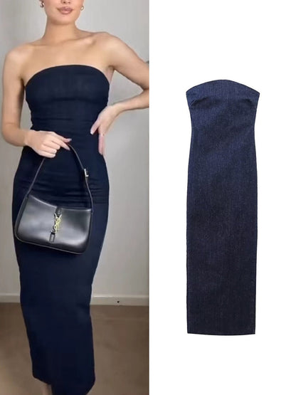 jinran 2024 Women New Sexy Elastic Denim Dresses Spring Summer Elegant Sleeveless Slim Fit Party Vestidos High Street Outwear