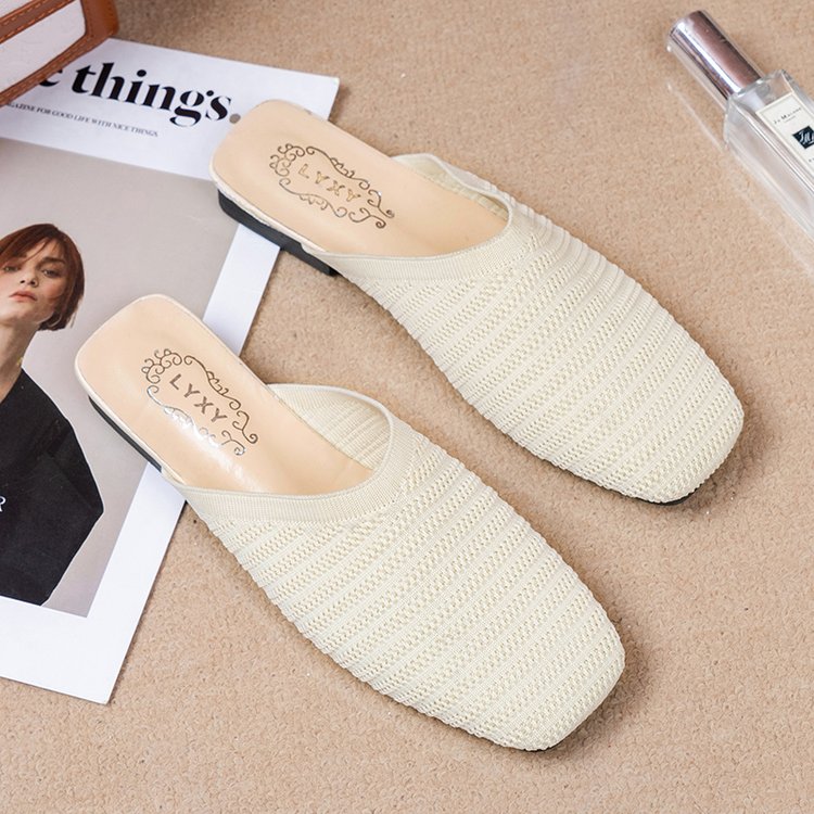 jinran Woman Mules Shoes Outdoor Women Slippers Female Square Toe Shallow Low-heel Casual Shoes Comfortable Slippers Slides New