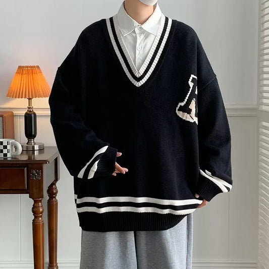 Unisex Spring Autumn Oversize Pullover Sweater For Women Men Students College Japan Korea School DK JK Uniform Sweater Black