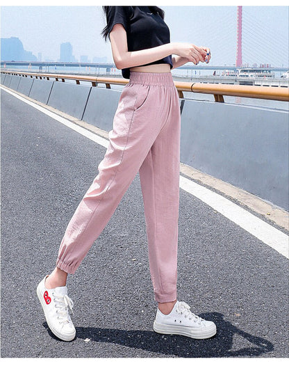 jinran Women'S Spring And Summer Ice Silk Sports  New 9-Point Pants Loose And Thin Female Fashion Leisure Mosquito Proof Trousers