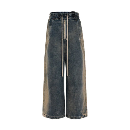 Wide Leg Washed Gradient Ribbons Jeans Unisex Straight Baggy Y2K Casual Denim Trousers Loose Oversized Men's Cargos