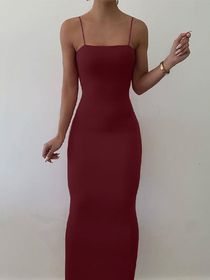 jinran New Sexy Knit High Fork Dresses For Women Strappy Elegant Dress Sleeveless Bodycon Clothes Party Club Outfits Y2k