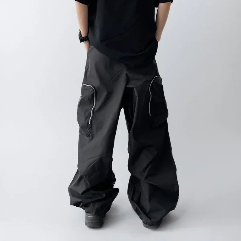 Baggy Black Oversize Men's Cargo Pants Japanese Streetwear Straight Trousers Male Vintage Loose Casual Pocket HipHop