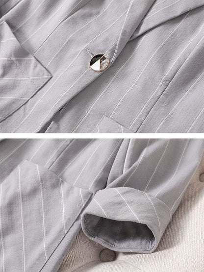jinran Small Suit Jacket New Women's Spring Summer Striped Slim Sleeve Fashion Slim Suit Suit Jacket Oversize Code Clothing for Women