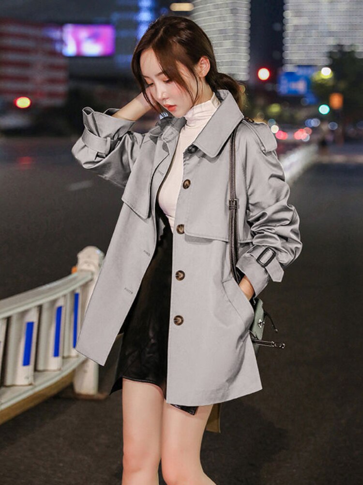 jinran Fashionable Windbreaker Women's New Autumn Winter 2022 Long Sleeved Jacket Casual Solid Color Top Trench Coat for Women Jackets