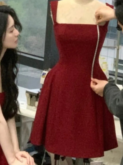 jinran 2024 Summer Elegant Evening Party Midi Dresses Women Vintage Sleeveless Y2K Mini Birthday Dress Casual Korean A-line Vestidos