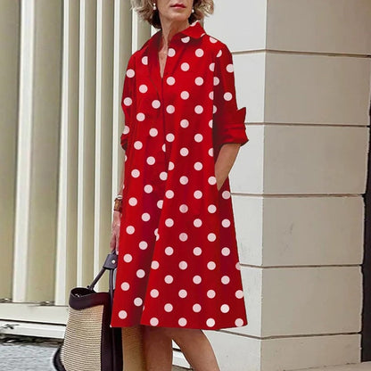 jinran Elegant Women Solid Shirt Dress Summer Casual Turn-down Collar Long Sleeve Midi Dresses Fashion Print Streetwear Dress Vestidos