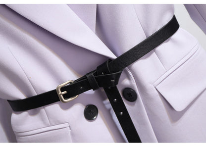 jinran Women Elegant Purple Casual Blazer Spring Autumn 2022 Korean Fashion High-End Suit Coat with Belt Office Lady Work Jacket New