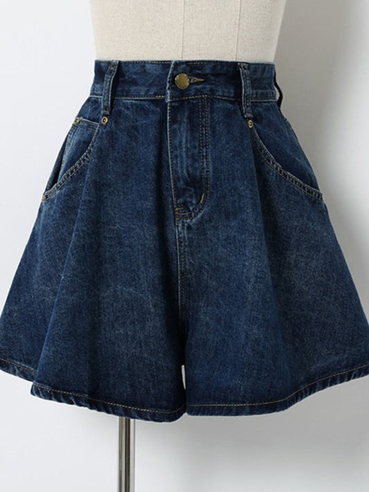 jinranNew Summer Women Vintage Loose Wide Leg Denim Shorts Female Fashion Casual High Waist Solid Color Jean Shorts