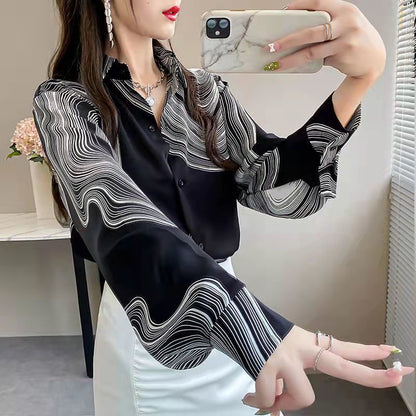 jinran Chiffon Blouse for Women Shirt with A Sense of Design Spring Summer Women Fashion Boho Top Women Korean Fashion Shirts