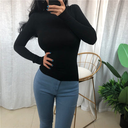 jinran Thin Summer Top Sexy T Shirt Women 2020 Elasticity T-Shirt Korean Style Woman Clothes Slim Tshirt Female Casual Long Sleeve Tops