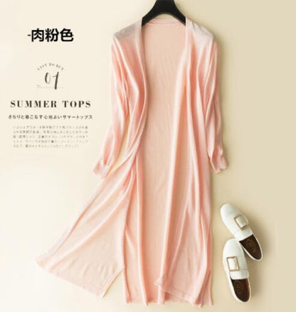 jinran Summer Long Kimono Women Knitted Cardigan Blouse Thin Autumn Boho Tops Oversize Beach Shirt ED811