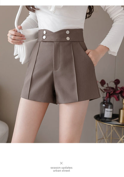jinran Plus Size Suits Shorts Women Summer New High Waist Solid Black Office Work Shorts Ladies Pocket Gray Wide Leg Trouser S-XL