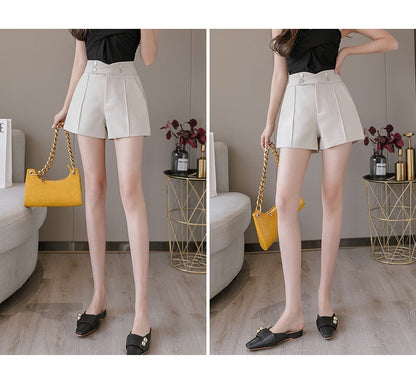 jinran Plus Size Suits Shorts Women Summer New High Waist Solid Black Office Work Shorts Ladies Pocket Gray Wide Leg Trouser S-XL