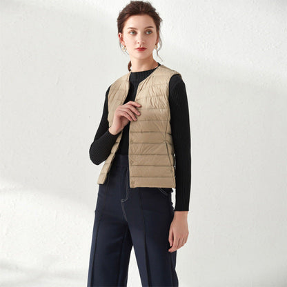 jinran NewBang Women&#39;s Warm Vests Ultra Light Down Vest Women Matt Fabric Waistcoat Portable Warm Sleeveless Winter Liner