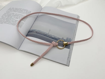 jinran Women&#39;s Hand-Woven Thin Belt Fashion Casual Circle Knotted Decorative Rope Braid Belts For Dress Denim Skirt Trouser