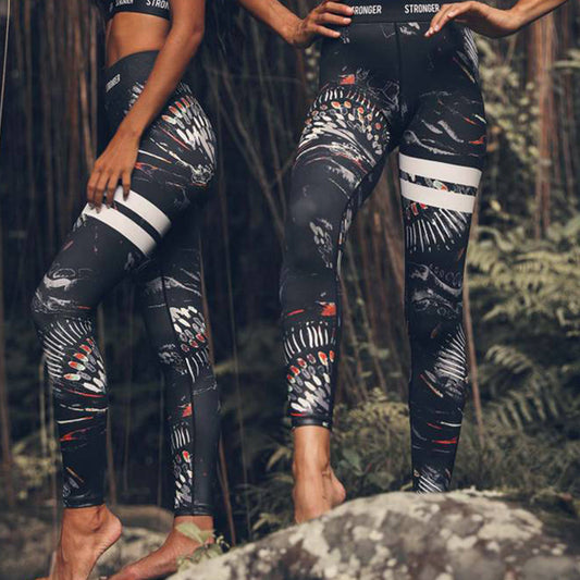 jinran New Tribal totem Printed Women Leggings For Fitness High Waist Printed Long Pants Women Hip Push UP Tights Women Gym Clothing