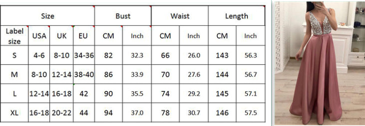 jinran Women&#39;s Sequined Long splice Wedding Party Dress Sleeveless V-neck Blue A-line Elegant Chiffon Dresses Bridesmaid Dinner Dress