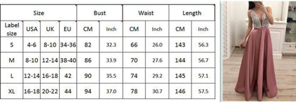 jinran Women&#39;s Sequined Long splice Wedding Party Dress Sleeveless V-neck Blue A-line Elegant Chiffon Dresses Bridesmaid Dinner Dress