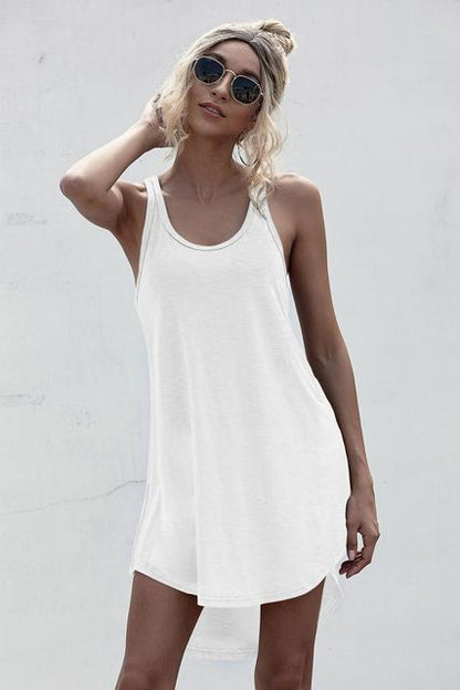 jinran 2022 Summer Casual O-neck Sleeveless Vest Dress Summer Loose Strapless Asymmetrical Cotton Women&#39;s Mini Dress Street Wear Xl 3xl