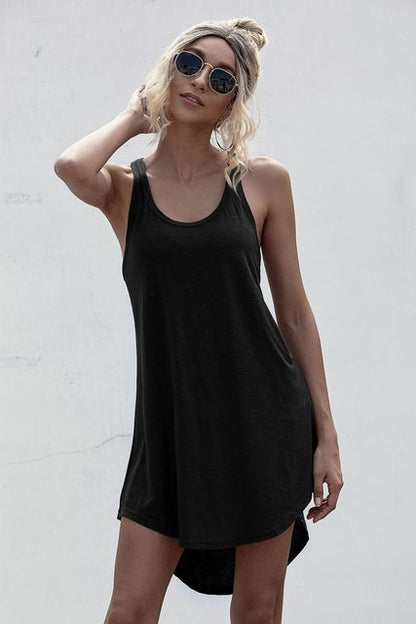 jinran 2022 Summer Casual O-neck Sleeveless Vest Dress Summer Loose Strapless Asymmetrical Cotton Women&#39;s Mini Dress Street Wear Xl 3xl