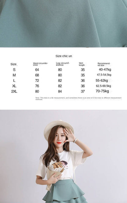 jinran Summer Chiffon Shorts Black White Green Pink Elasticated High Waist Women&#39;s Ruffles Cake Skirt Girl Lovely Sweet Student Dance