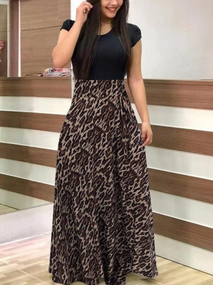 jinran Vintage Floral Print O-Neck Long Dress Women Summer 2021 New Short Sleeve Casual Slim Robe Casual Elegant Lady Maxi Vestidos