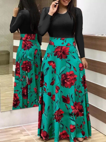 jinran Vintage Floral Print O-Neck Long Dress Women Summer 2021 New Short Sleeve Casual Slim Robe Casual Elegant Lady Maxi Vestidos