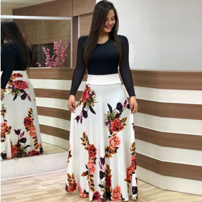 jinran Vintage Floral Print O-Neck Long Dress Women Summer 2021 New Short Sleeve Casual Slim Robe Casual Elegant Lady Maxi Vestidos