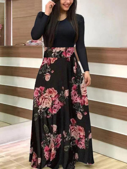 jinran Vintage Floral Print O-Neck Long Dress Women Summer 2021 New Short Sleeve Casual Slim Robe Casual Elegant Lady Maxi Vestidos