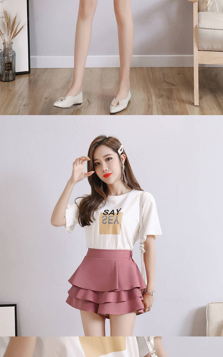 jinran Summer Chiffon Shorts Black White Green Pink Elasticated High Waist Women&#39;s Ruffles Cake Skirt Girl Lovely Sweet Student Dance