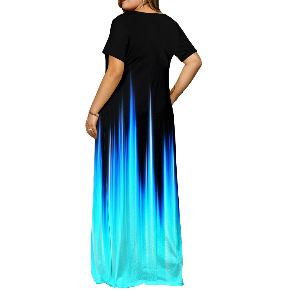 jinran Women&#39;s Fashion Plus Size Casual Short Sleeve  Print Maxi Long Dress Boho Big Size 6XL Dresses For Women Party Sundress Robe