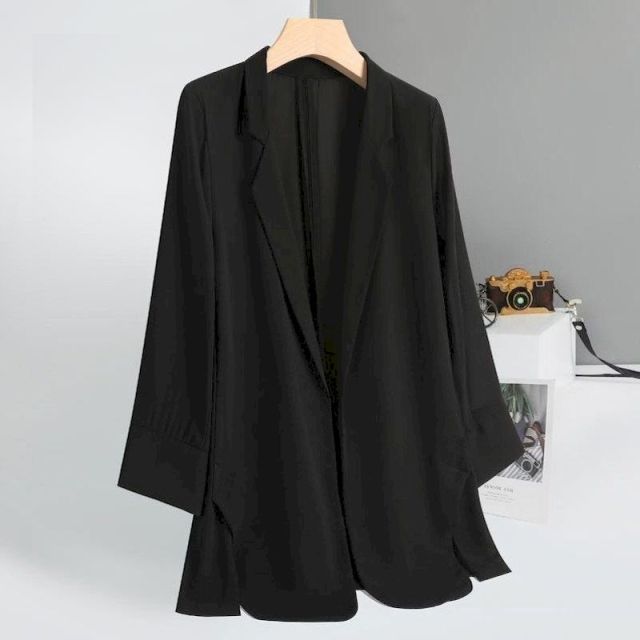 jinran New Suit Jacket Women&#39;s Trendy Dark Black Retro Loose And Thin Fried Street Suit Jacket Women 2022 Spring And Autumn Loose A