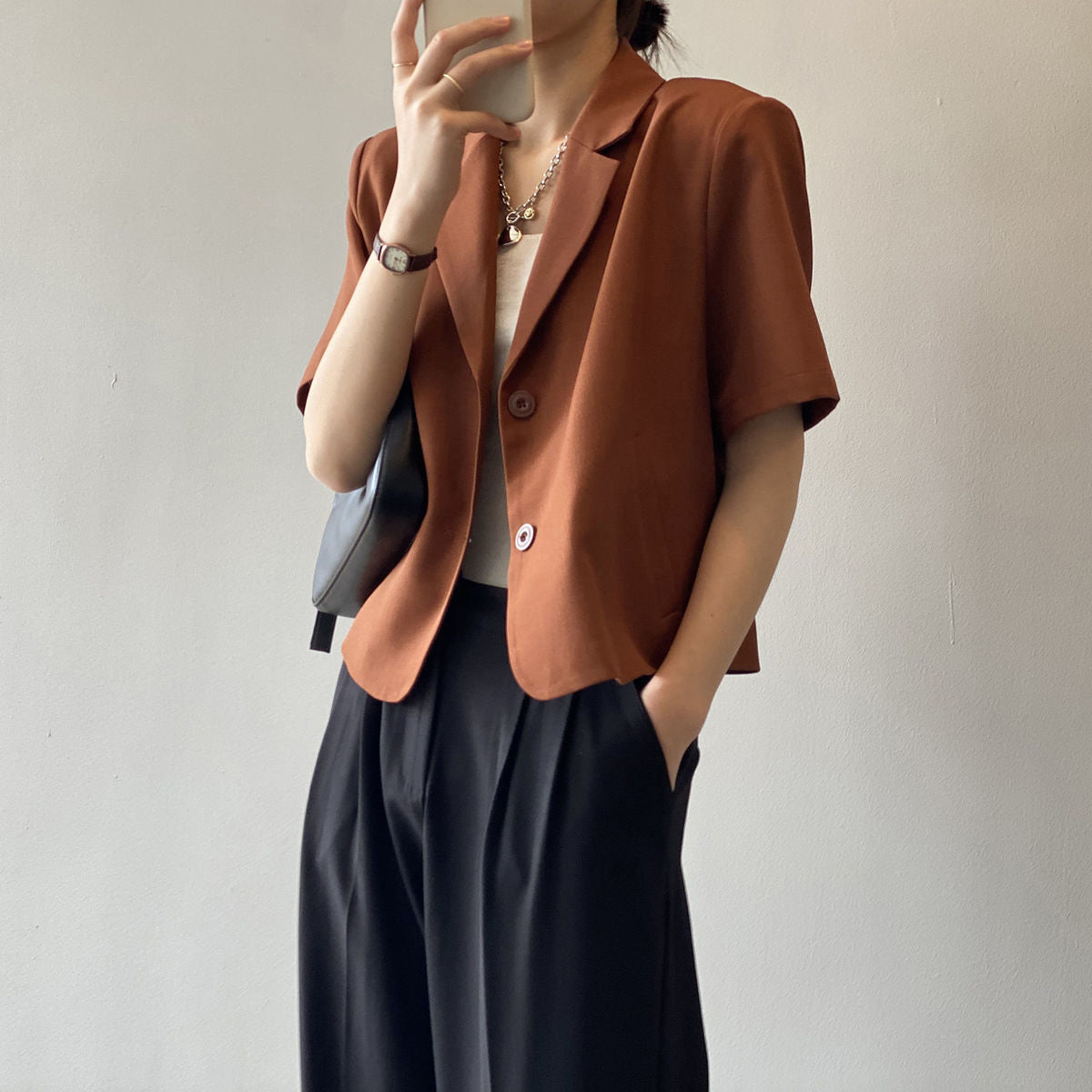 jinran Blazers Women S-4XL Solid Office Lady Chic Summer Fashion Single Breasted Casual Popular Crops Basic Ulzzang Notched Outwear New