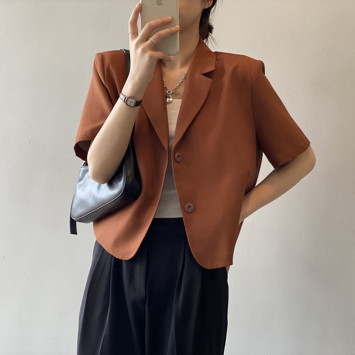 jinran Blazers Women S-4XL Solid Office Lady Chic Summer Fashion Single Breasted Casual Popular Crops Basic Ulzzang Notched Outwear New