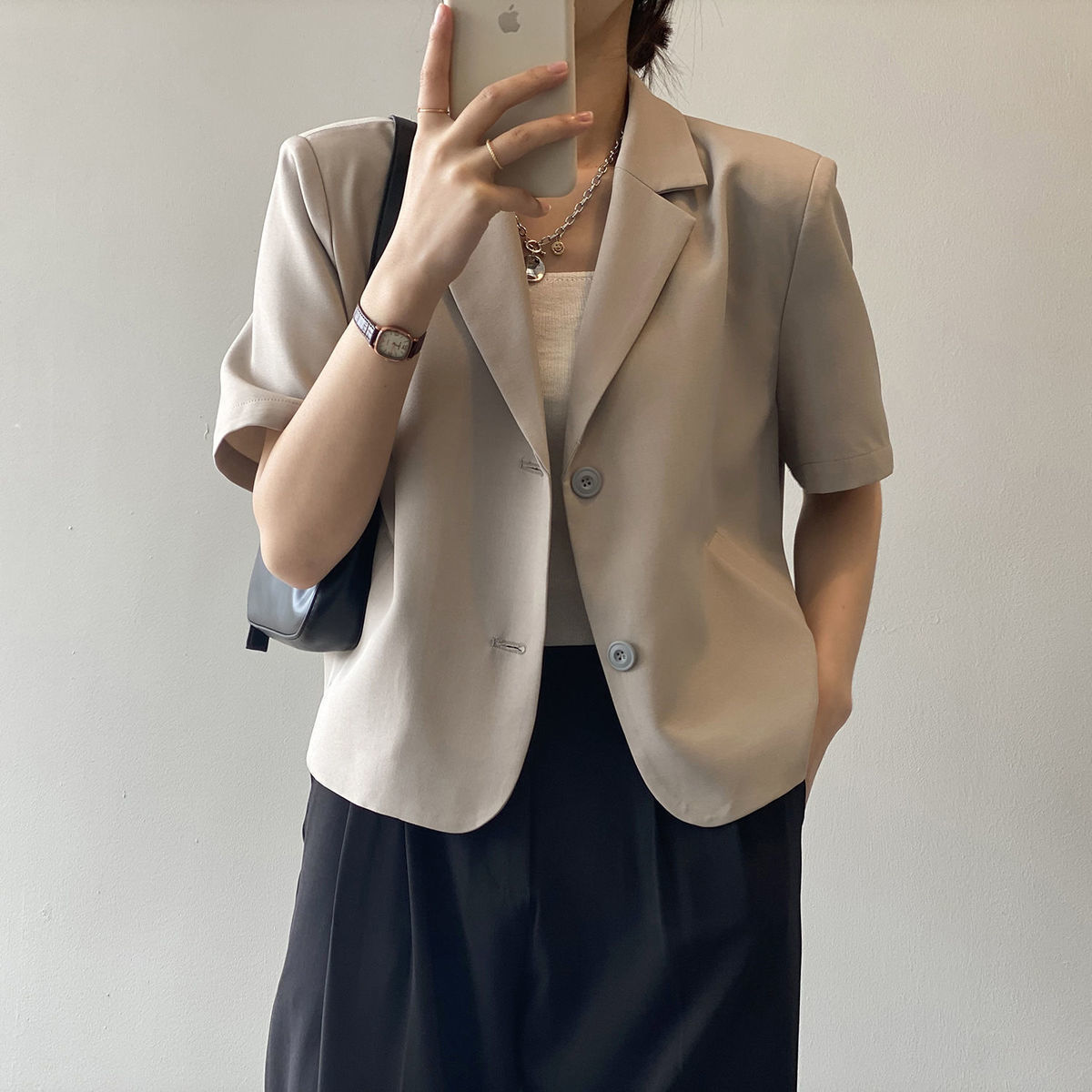 jinran Blazers Women S-4XL Solid Office Lady Chic Summer Fashion Single Breasted Casual Popular Crops Basic Ulzzang Notched Outwear New