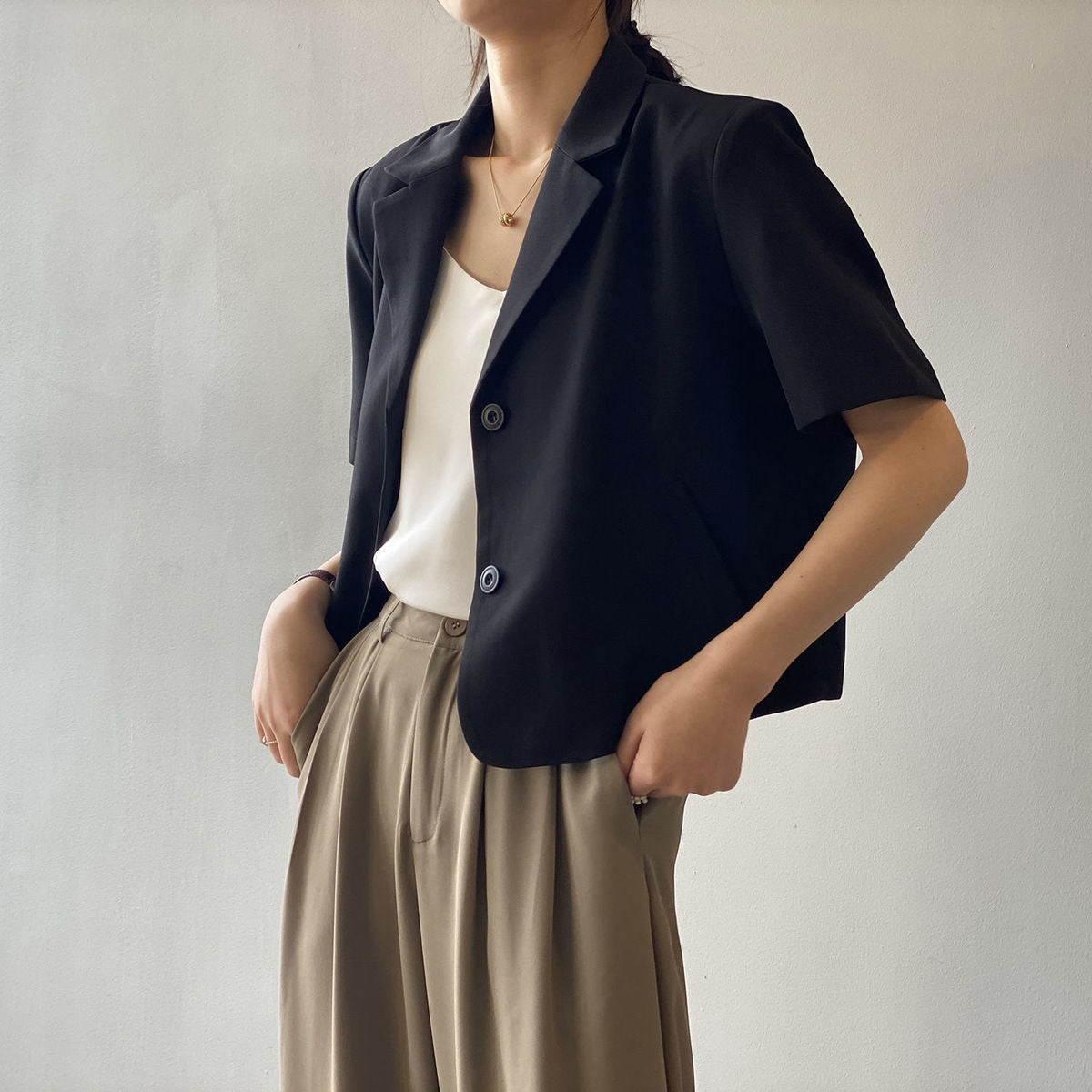 jinran Blazers Women S-4XL Solid Office Lady Chic Summer Fashion Single Breasted Casual Popular Crops Basic Ulzzang Notched Outwear New