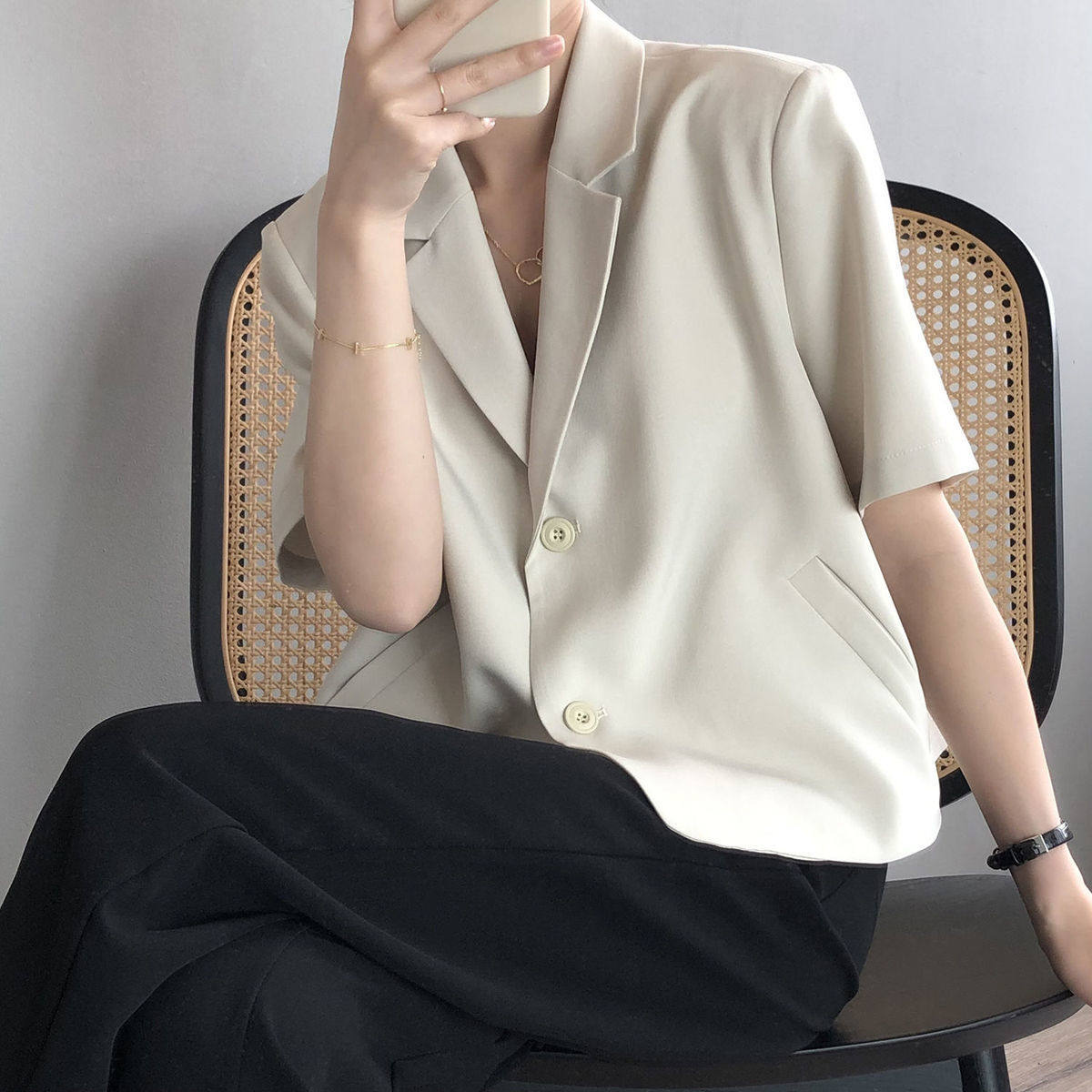 jinran Blazers Women S-4XL Solid Office Lady Chic Summer Fashion Single Breasted Casual Popular Crops Basic Ulzzang Notched Outwear New