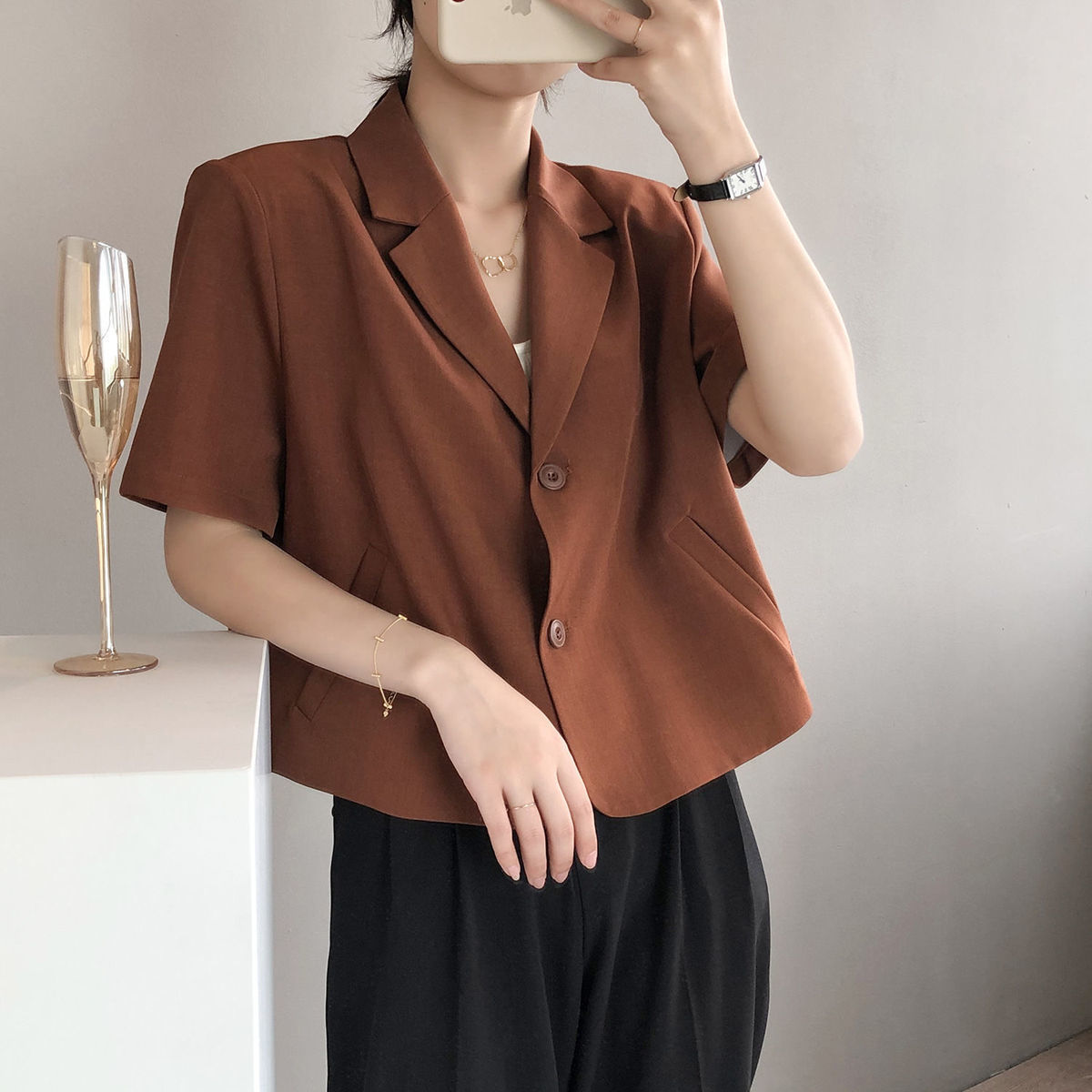 jinran Blazers Women S-4XL Solid Office Lady Chic Summer Fashion Single Breasted Casual Popular Crops Basic Ulzzang Notched Outwear New