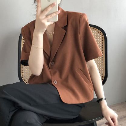 jinran Blazers Women S-4XL Solid Office Lady Chic Summer Fashion Single Breasted Casual Popular Crops Basic Ulzzang Notched Outwear New