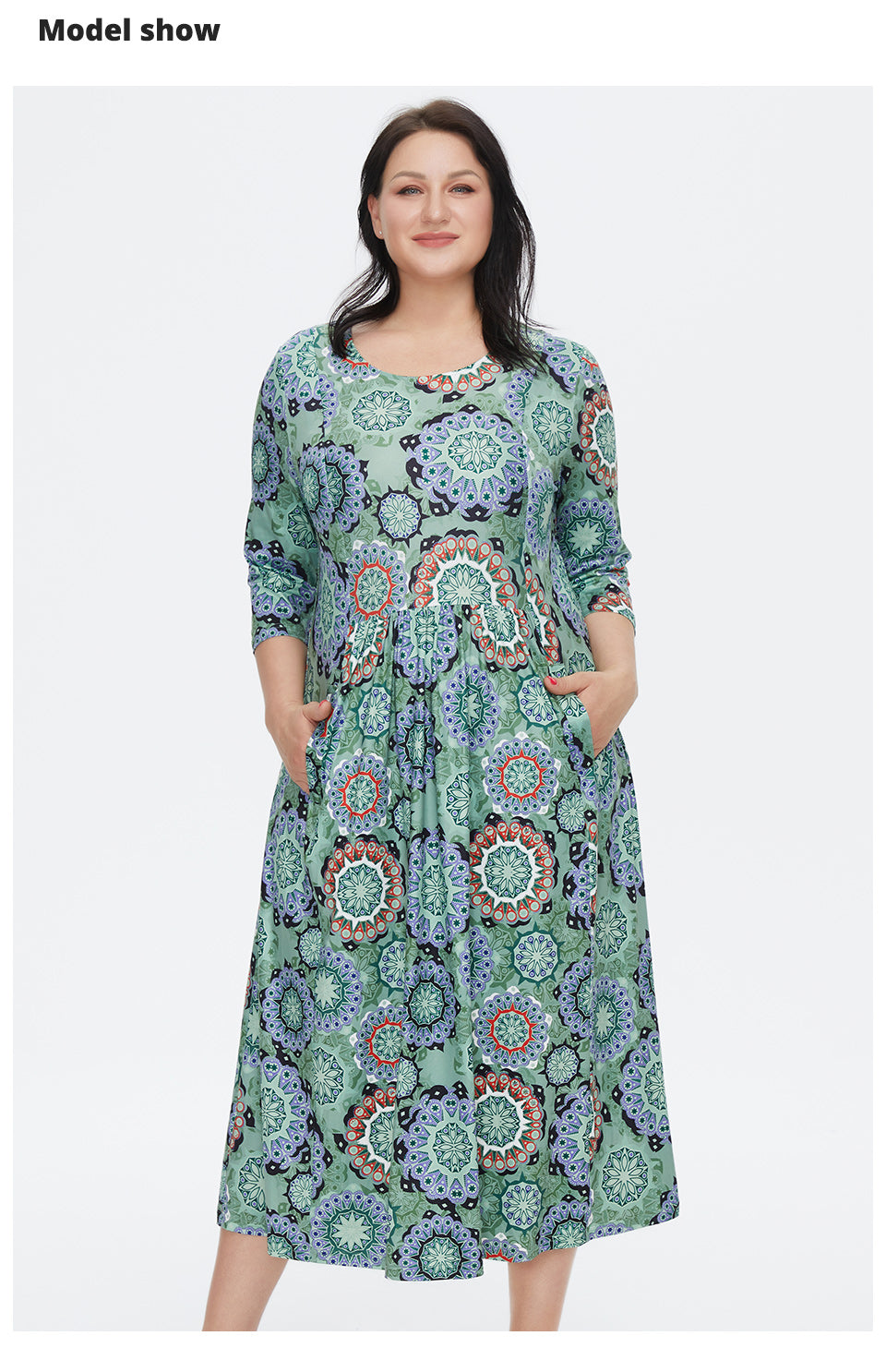 jinran Women&#39;s Summer Dress 2022 for Women Loose Boho Casual Plus size Beach Flower Print silk Long Green Dresses With necklace