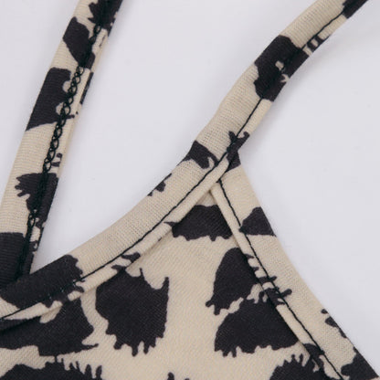 jinran Summer Casual Women&#39;s 2022 Sexy V-Neck Leopard Sling Dress Fashion Female Flower Print Beach Party Dresses Sleeveless Backless