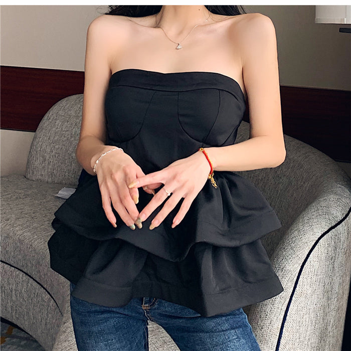 jinran Hot Off Shoulder Ruffle Top Women High Quality Comfy Summer Shirt Elegant High Waist Wrap Blouse Ladies Tops