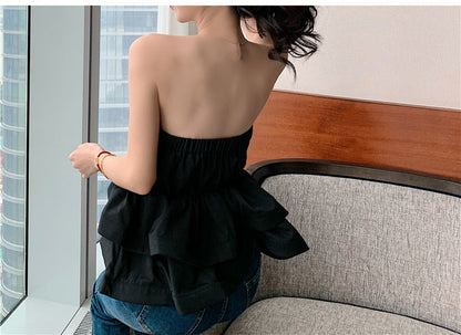 jinran Hot Off Shoulder Ruffle Top Women High Quality Comfy Summer Shirt Elegant High Waist Wrap Blouse Ladies Tops